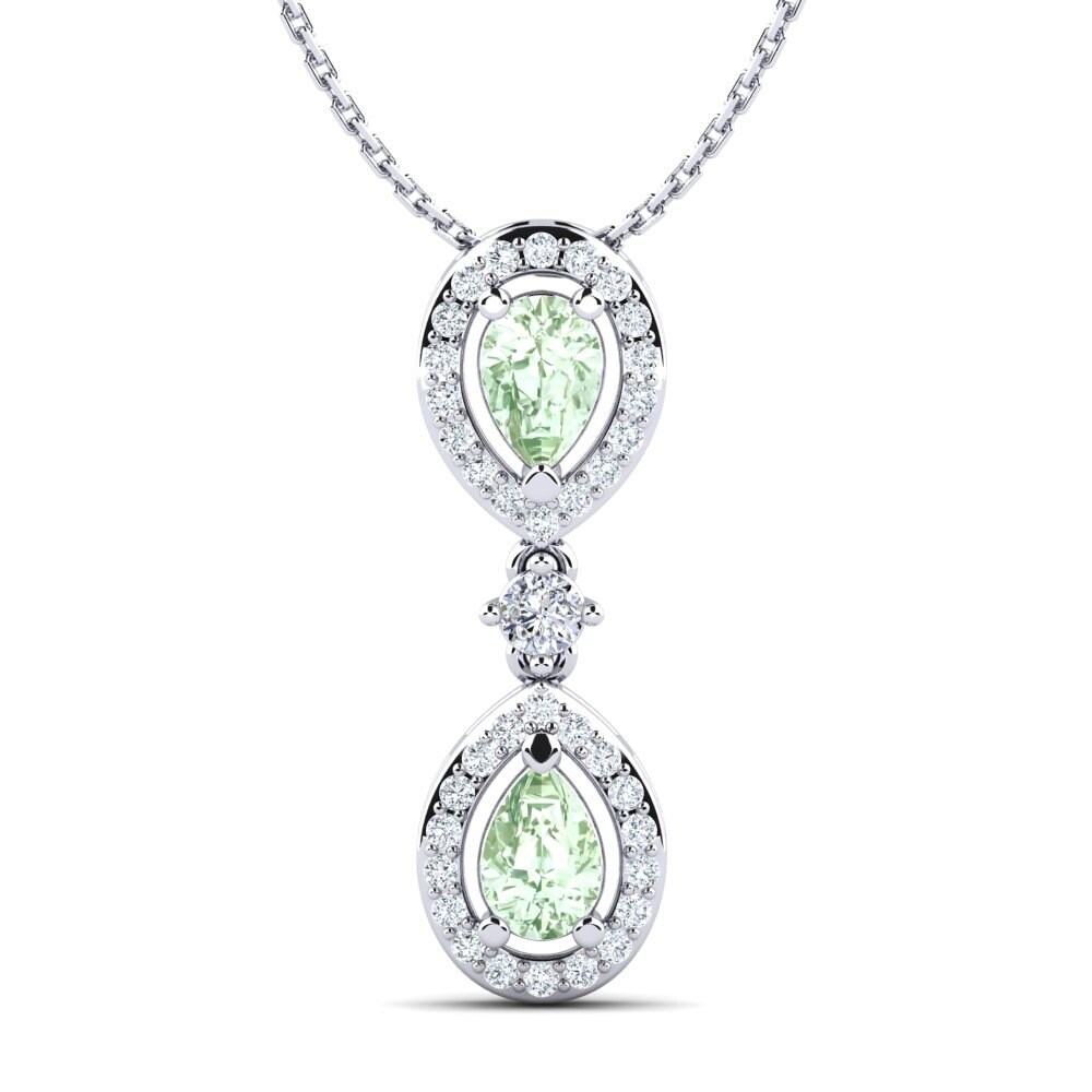 950 Palladium Green Amethyst Women's Pendant Vedia