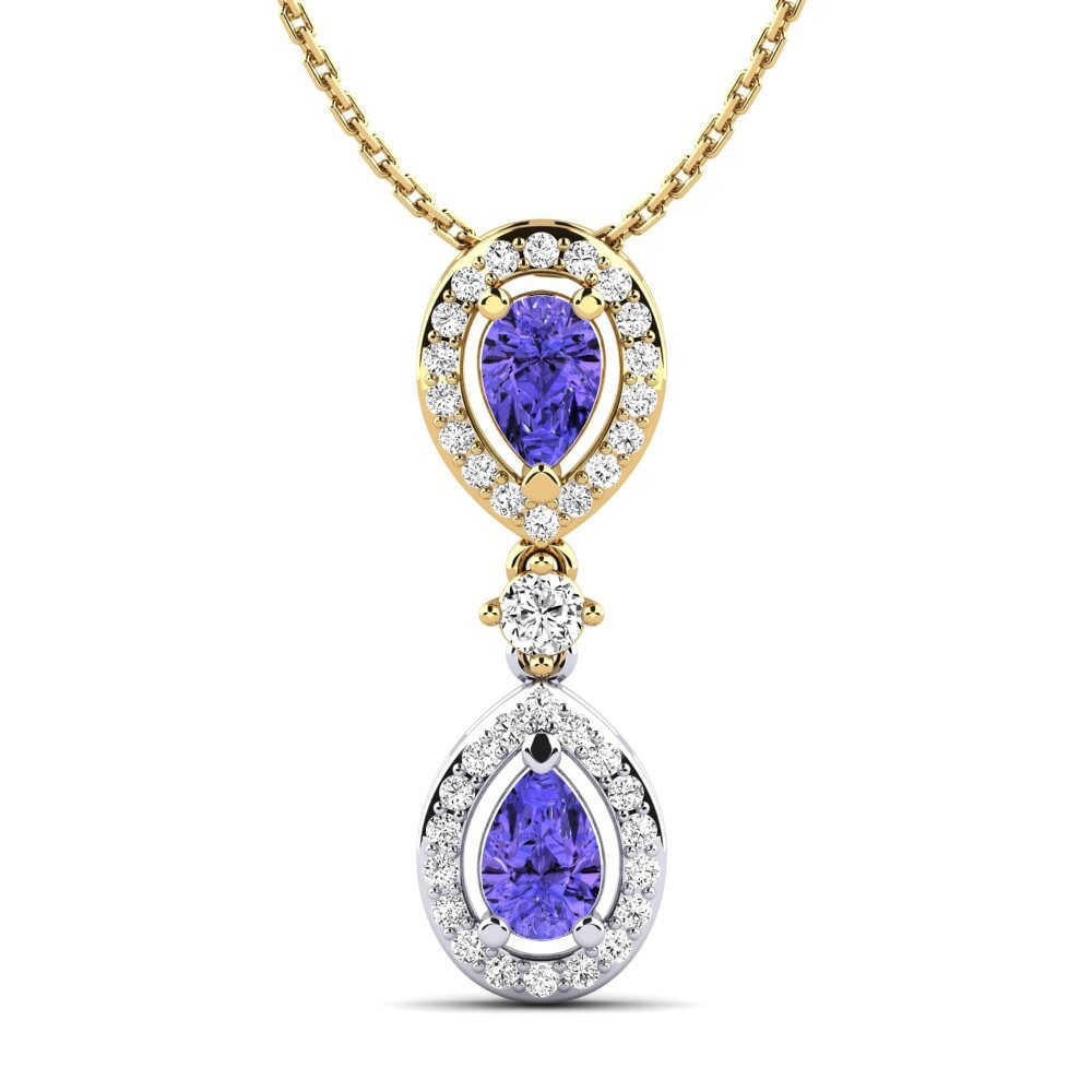 14K Yellow & White Gold Tanzanite Pendant Vedia