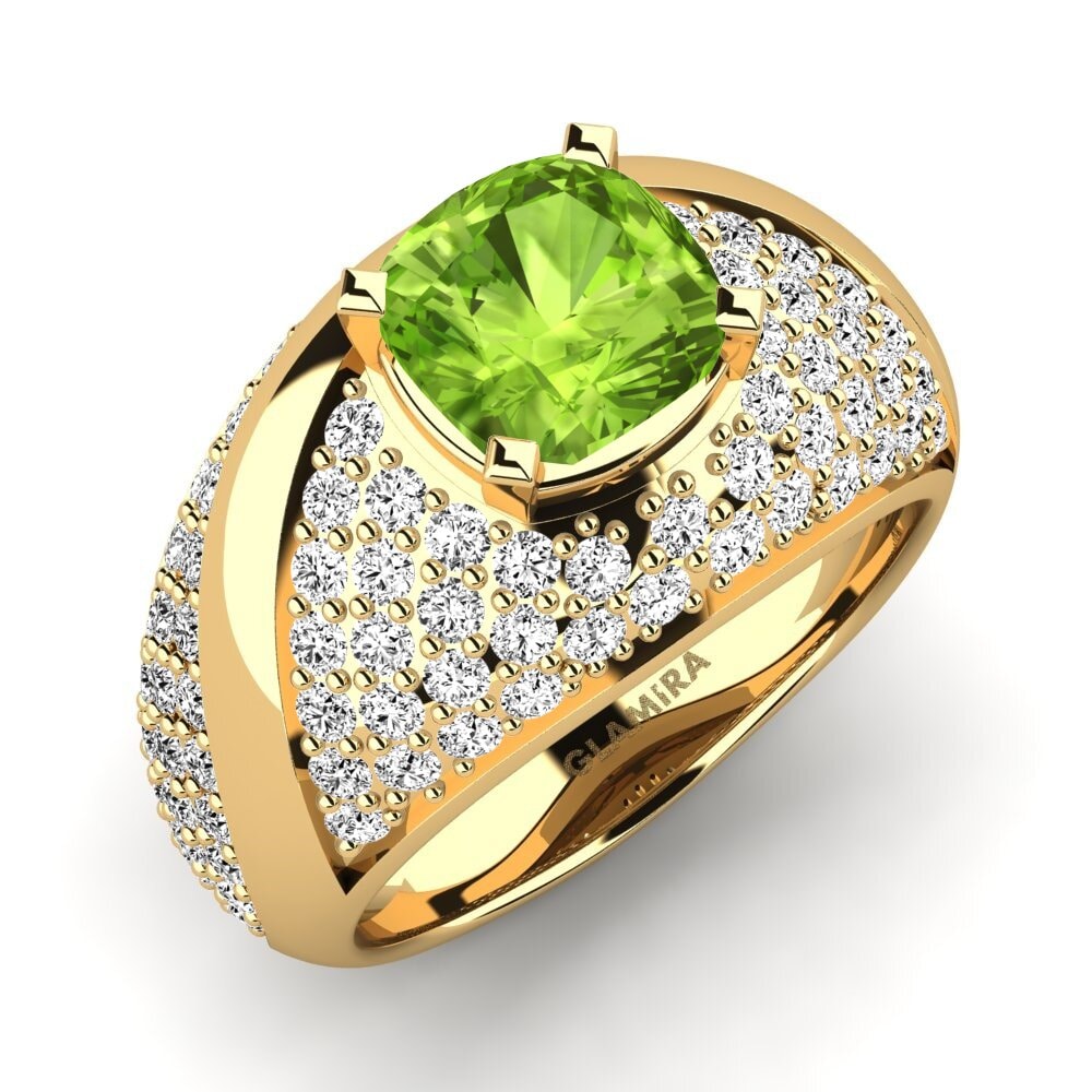 9k Oro Amarillo Peridoto Anillo de compromiso Velaria