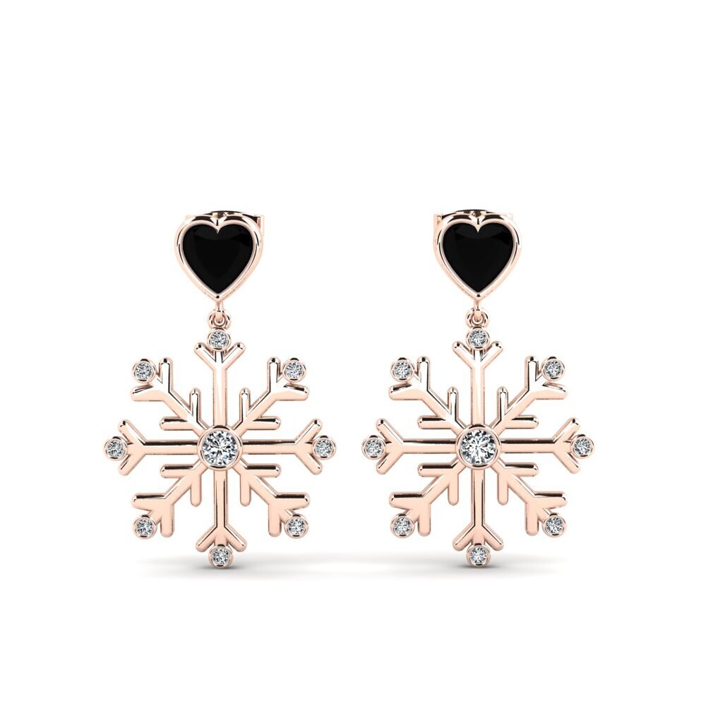 9k Rose Gold Black Onyx Women's Earring Velleite