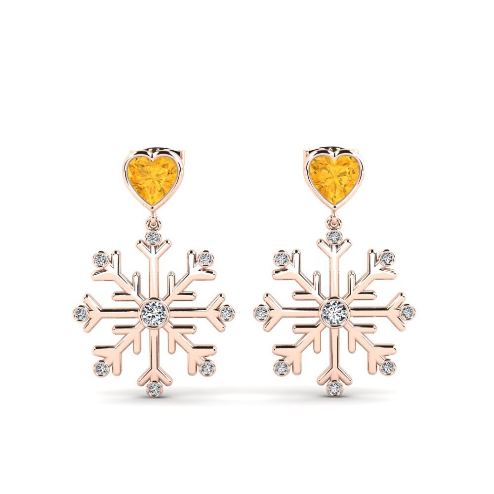 9k Rose Gold Citrine Women's Earring Velleite