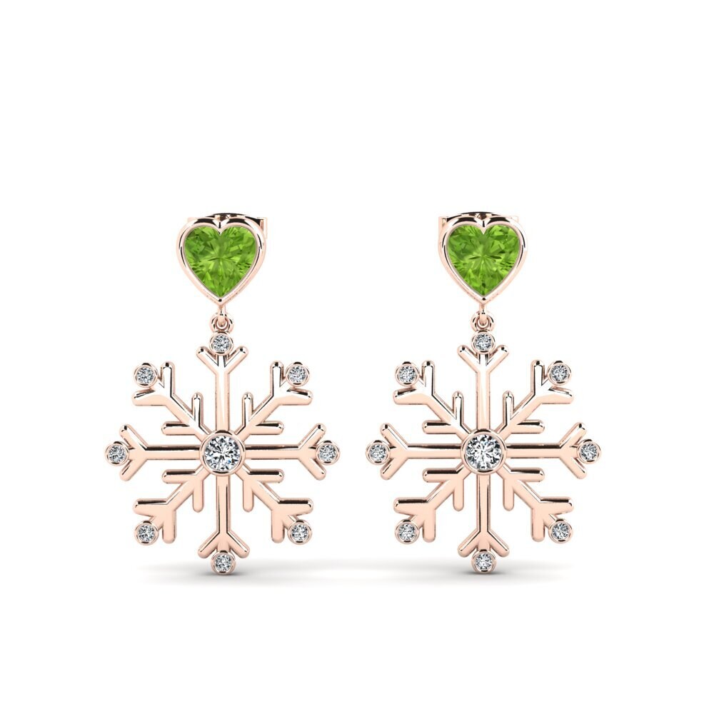 9k Rose Gold Peridot Women's Earring Velleite