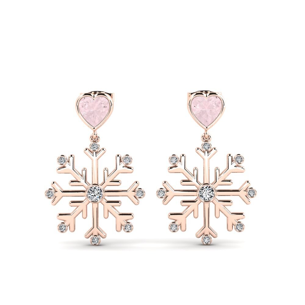 9k Rose Gold Rose Quartz Women's Earring Velleite