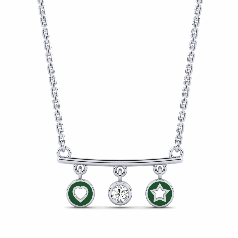 Vàng Trắng 14K Tròn Đá Moissanite Dây chuyền nữ Velloc