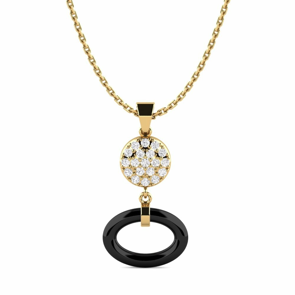 Pendentif pour femme Velo Or Jaune 585 Saphir Blanc Ceramique 0.192 Carats Rond