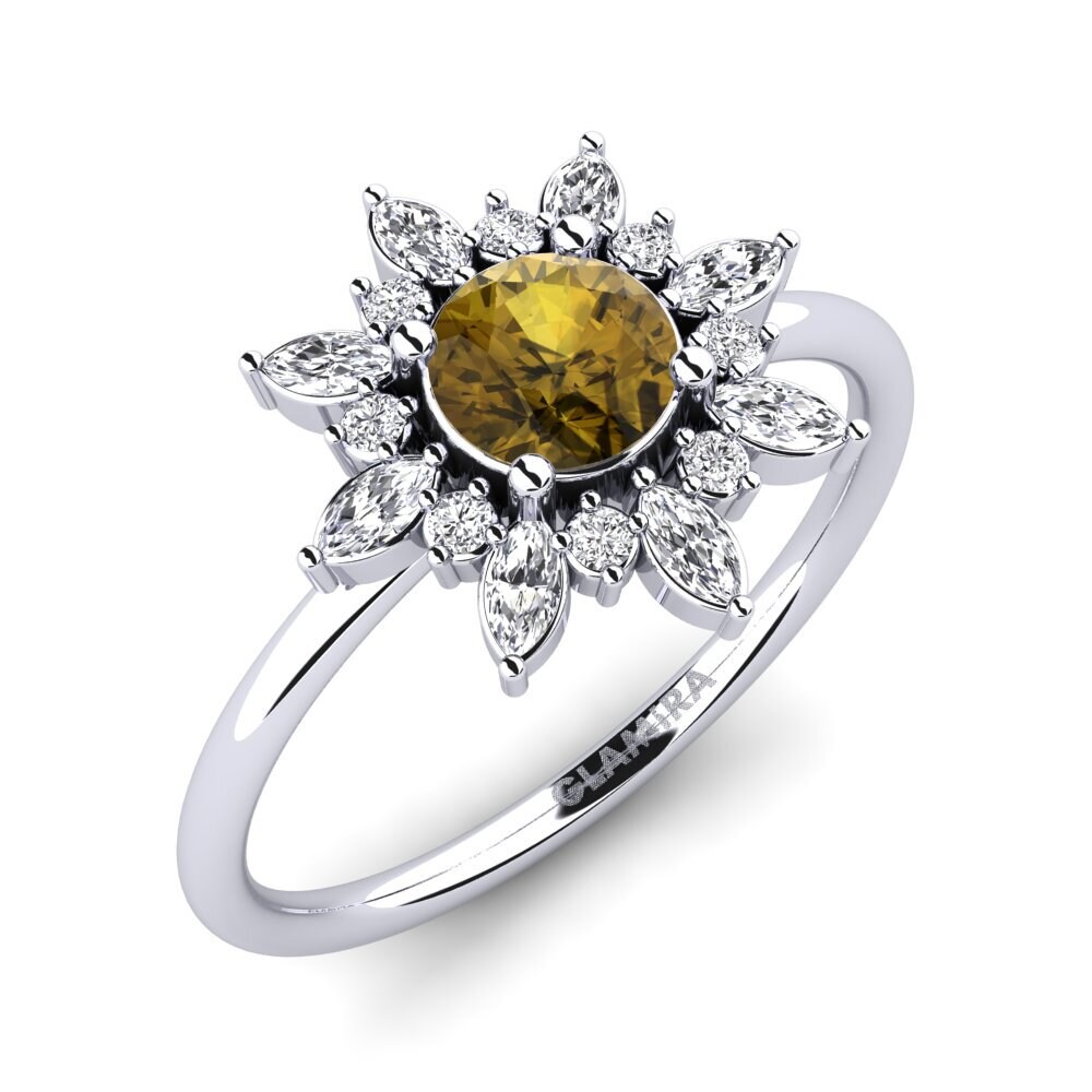 Round Brown Zircon Ring Vena