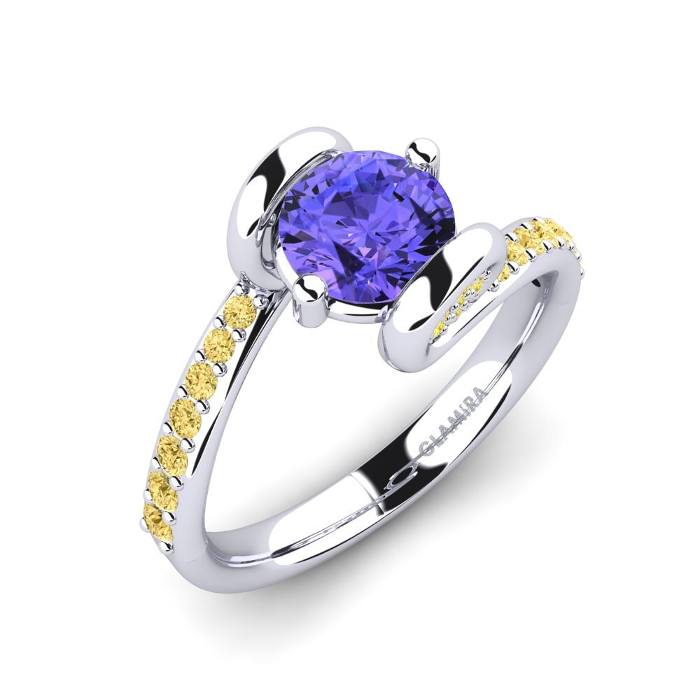 White Silver Engagement Ring Vendela