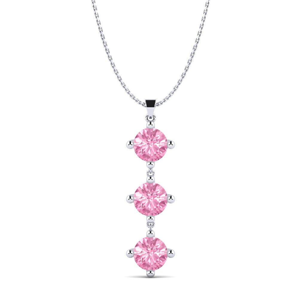 18k Oro Blanco Zafiro Rosado Colgante de Mujer Venipede