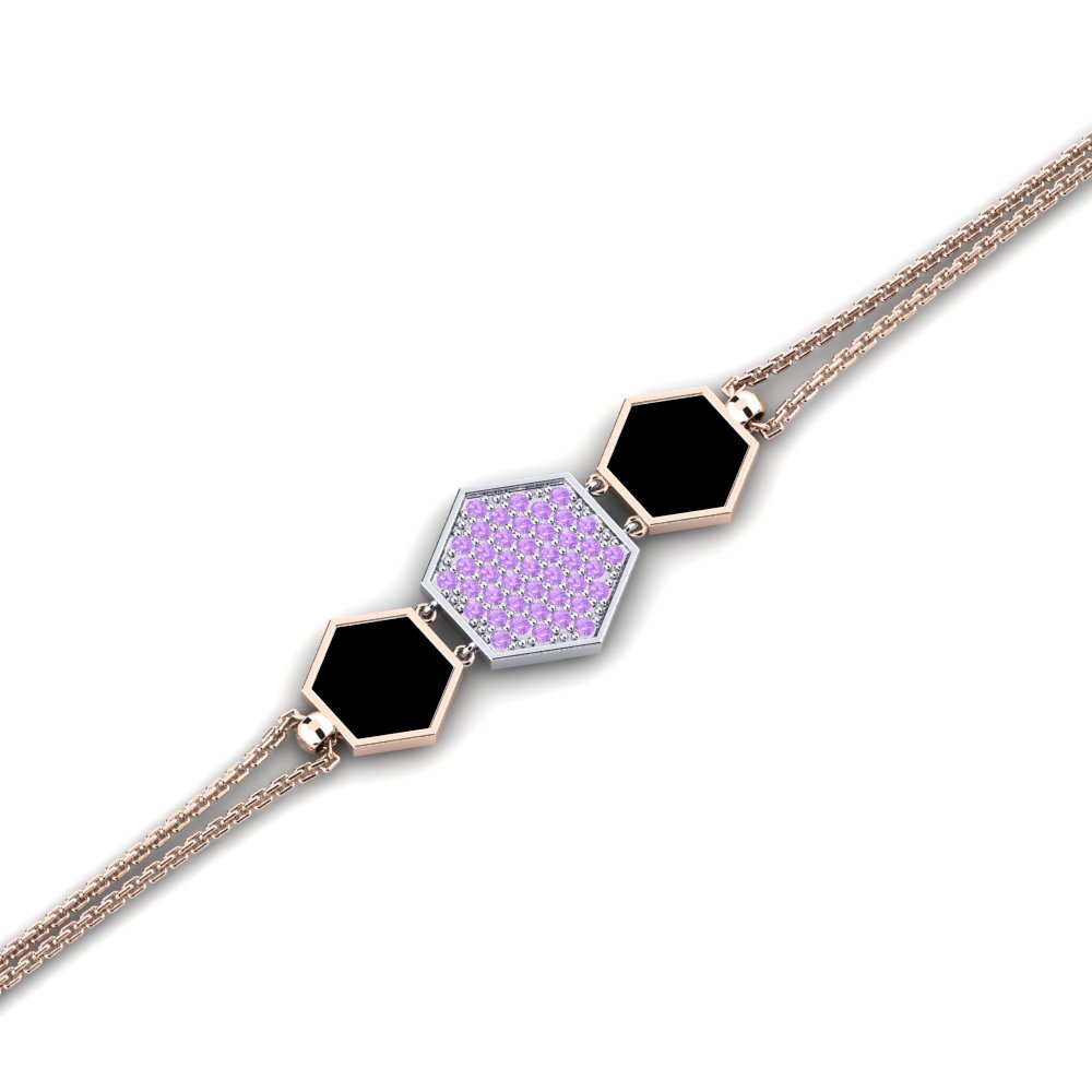 9ct Rose & White Gold Amethyst Women's Bracelet Venta