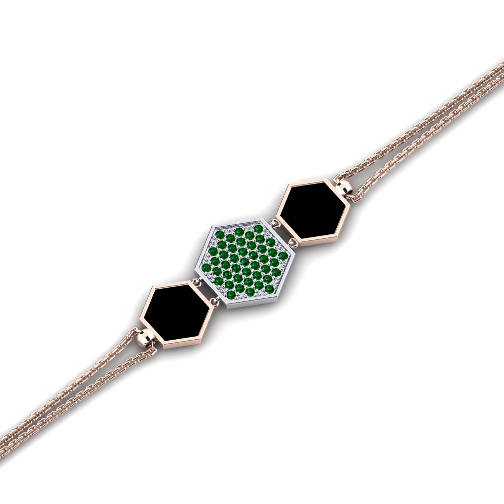 9ct Rose & White Gold Green Zirconia Women's Bracelet Venta