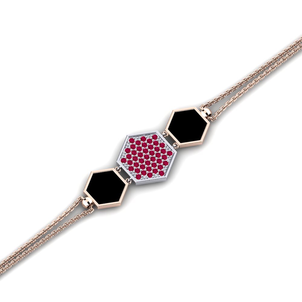 9ct Rose & White Gold Ruby Women's Bracelet Venta