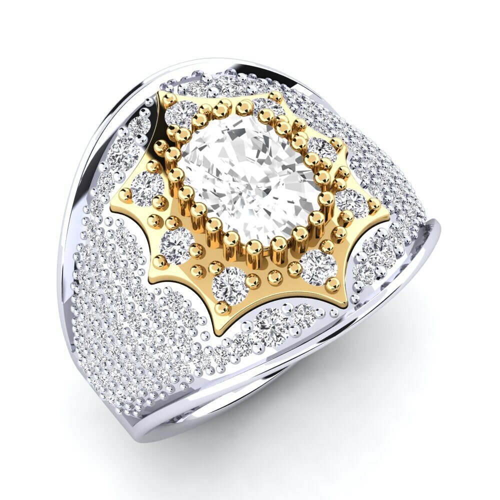 Cushion 1.8 Carat Premium White Sapphire 9k White Yellow Gold Ring Venus