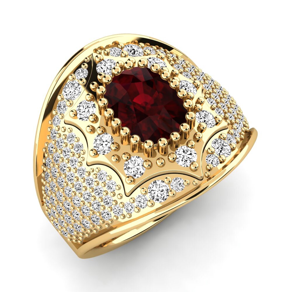 9k Oro Amarillo Granate Anillo Venus