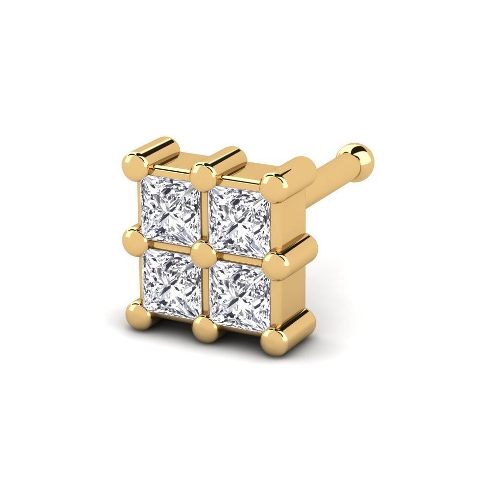 9k Oro Amarillo Diamante cultivado en laboratorio Piercing Nariz Venuto