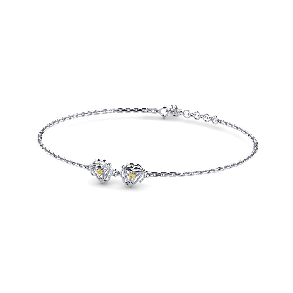 925 Prata de lei Diamante Amarelo Pulseira Feminino Verlne