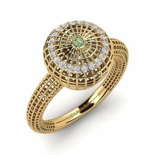 Ring Vernia 585 Yellow Gold & Green Diamond & Diamond