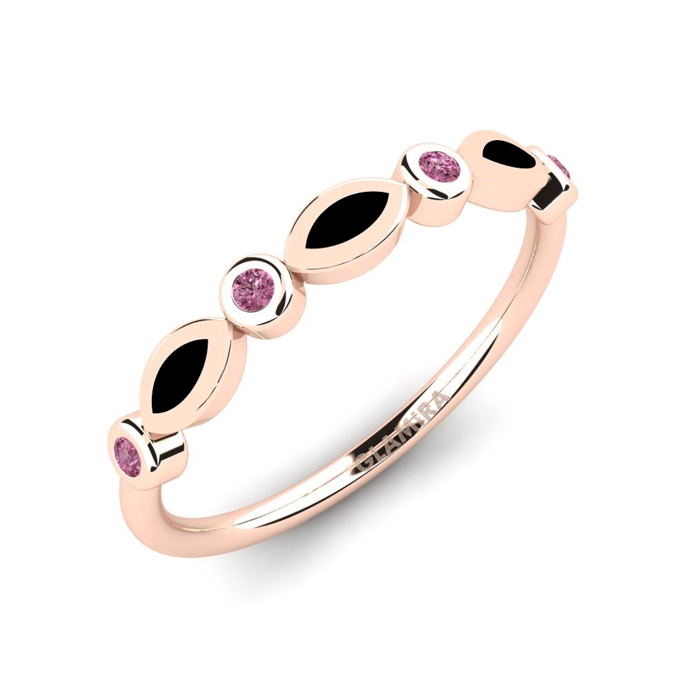 14k Oro Rosa Granate Rhodolite Anillo Teri