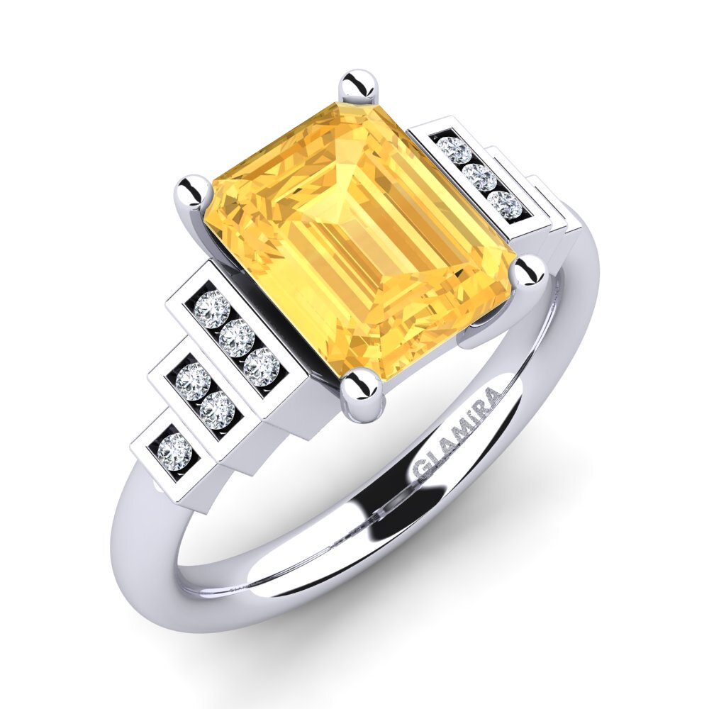 Emerald Cut Citrine Engagement Ring Verona