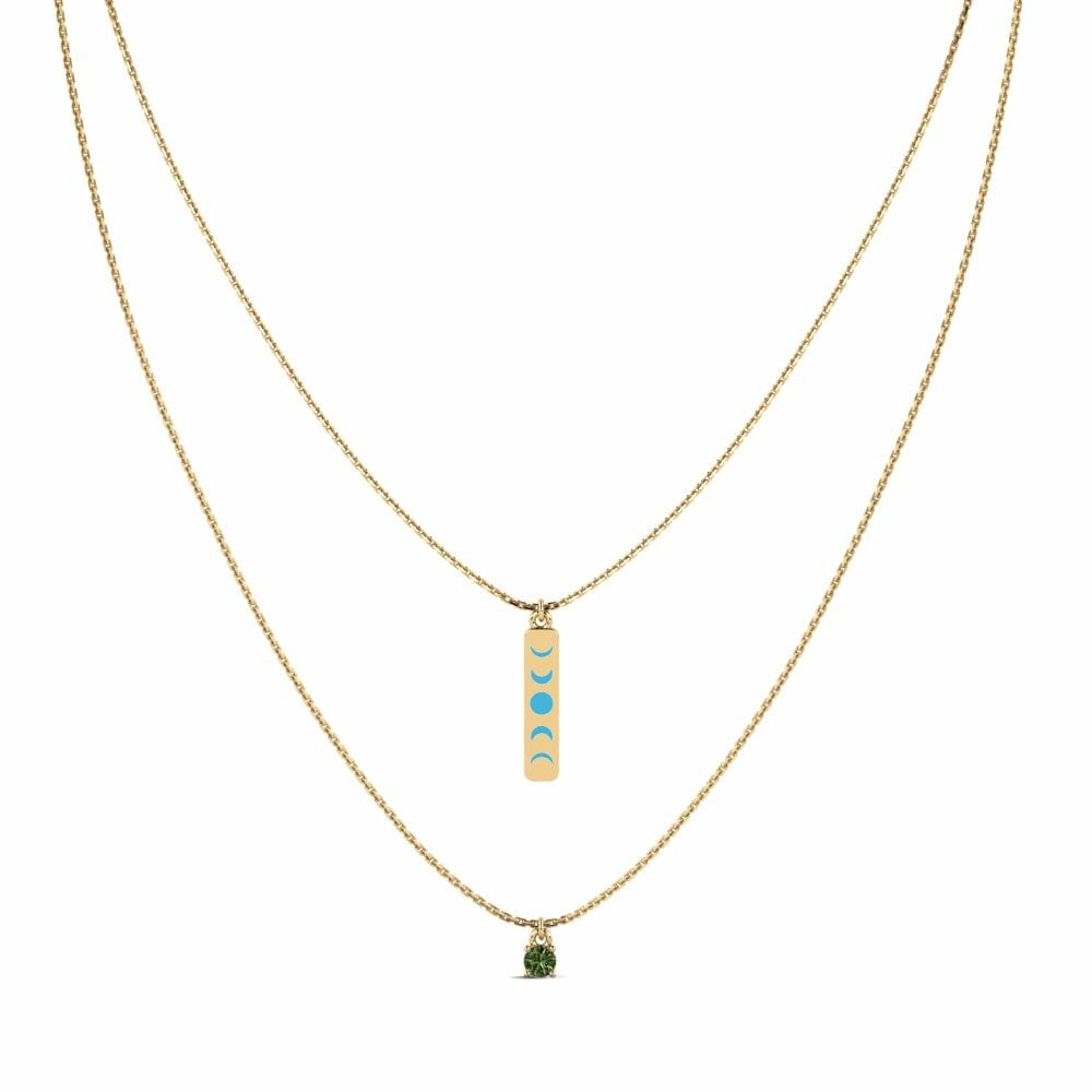 Vàng 14K Đá Sapphire Xanh Dây chuyền nữ Verso