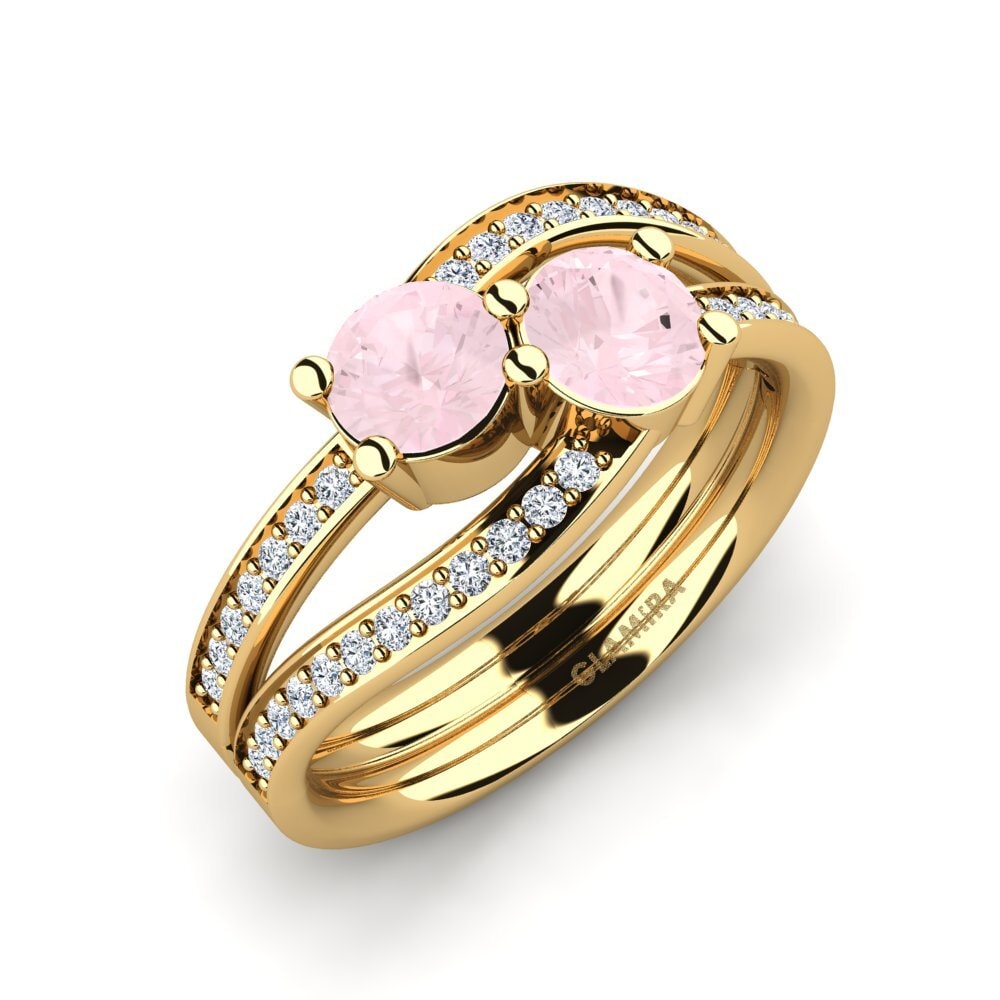 14ct Yellow Gold Rose Quartz Ring Veruca