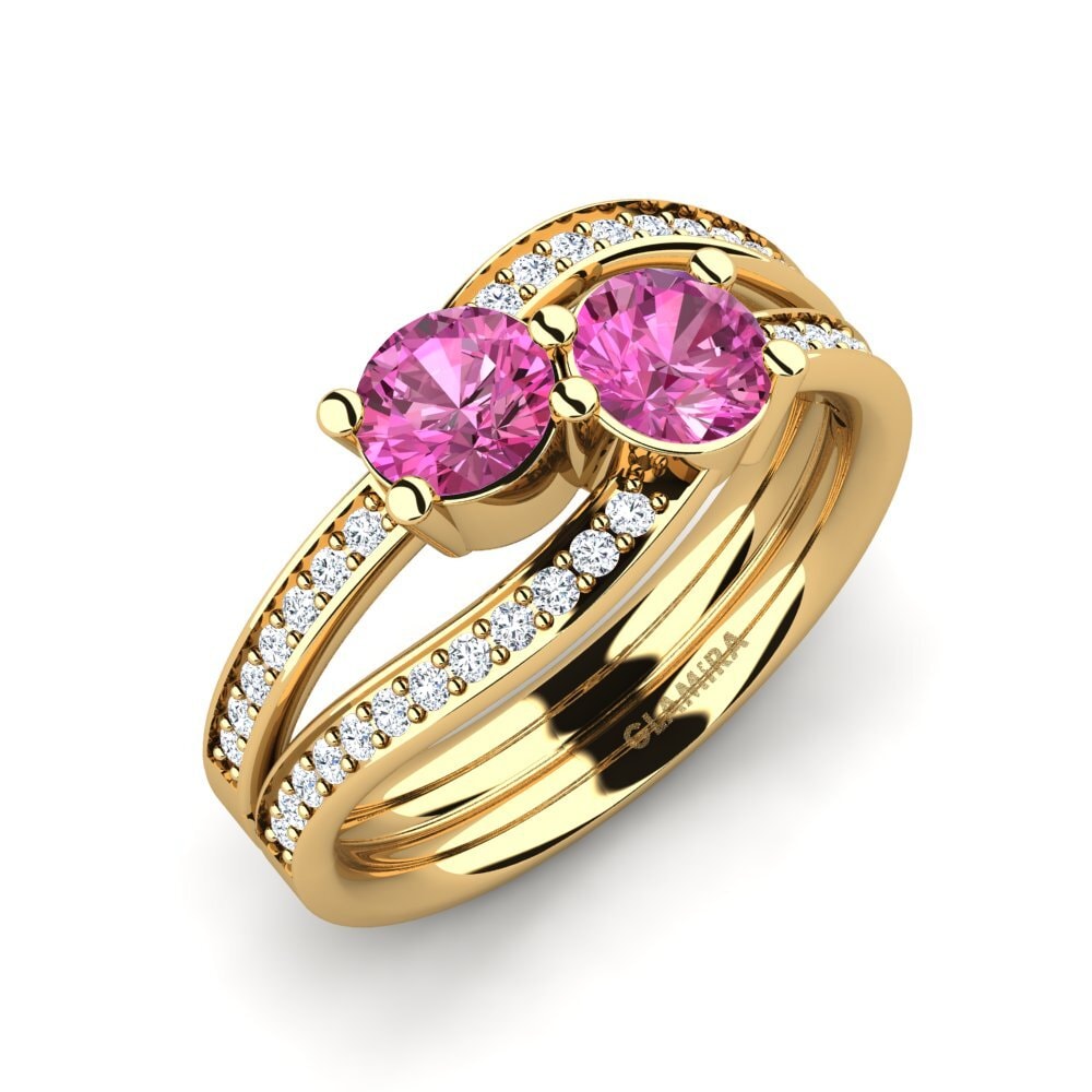 9k Oro Amarillo Topacio Rosa Anillo Veruca