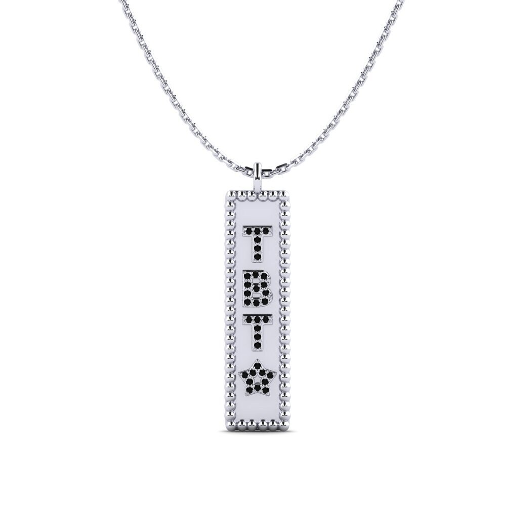 White Silver Black Sapphire Women's Pendant Veslu