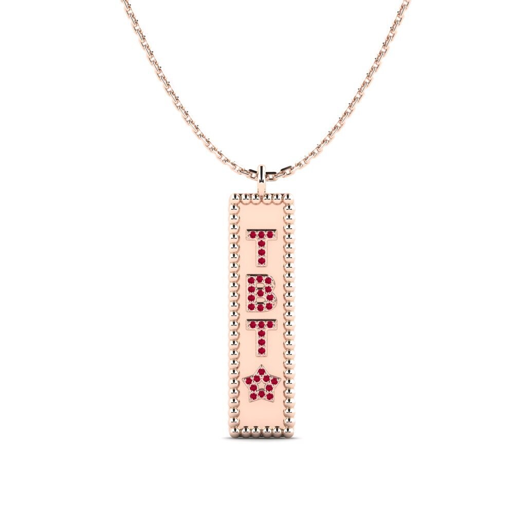 14k Rose Gold Ruby Women's Pendant Veslu