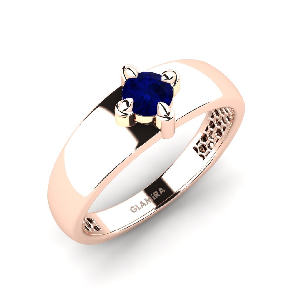 Oro Rosso 750 Zaffiro Anello da uomo Viaggio
