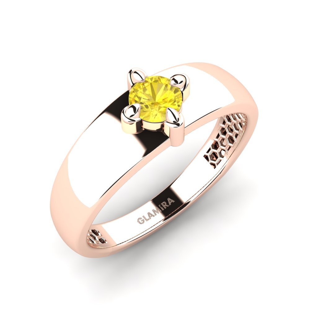 Oro Rosso 585 Zaffiro Giallo Anello da uomo Viaggio