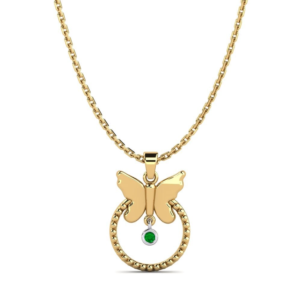 14k Oro Amarillo & Blanco Esmeralda Colgante de Mujer Viatrix