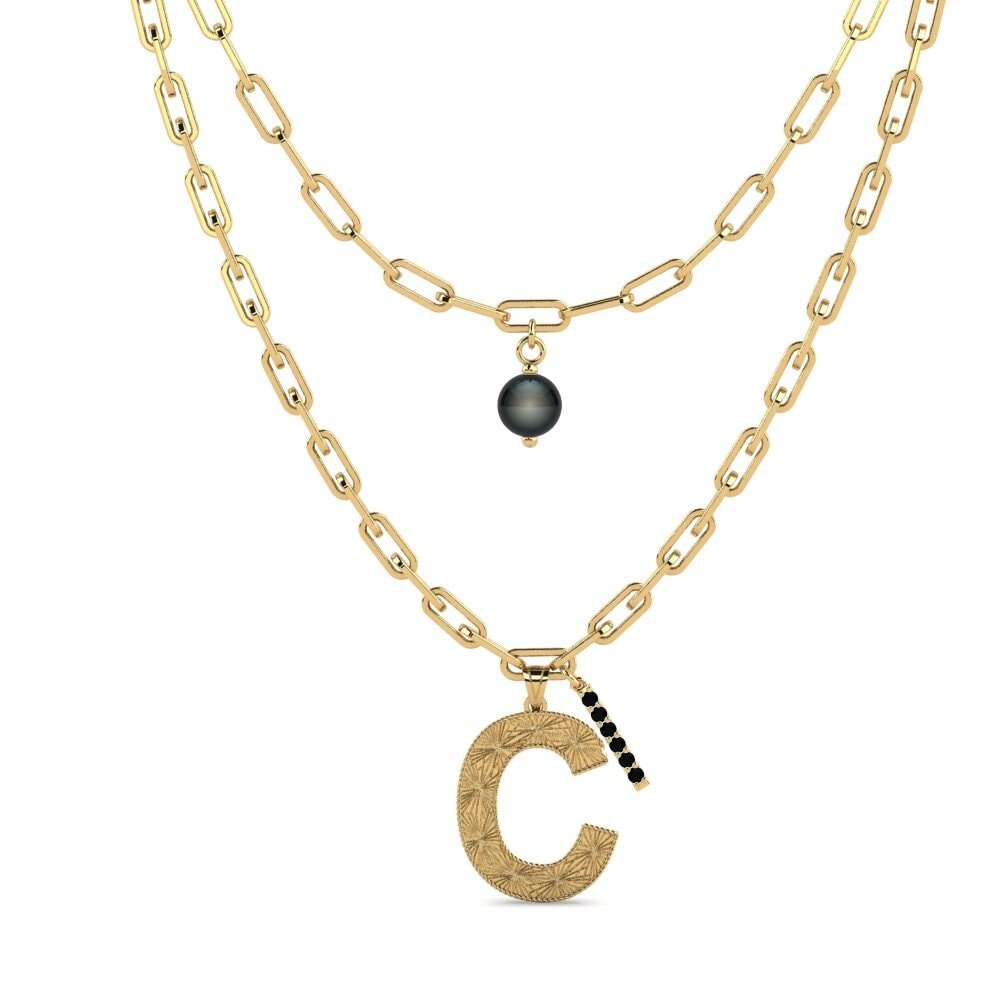 Initials Black Sapphire Necklaces