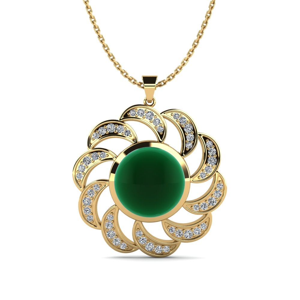 9k Oro Amarillo Esmeralda Cabujón Colgante de Mujer Vicuska