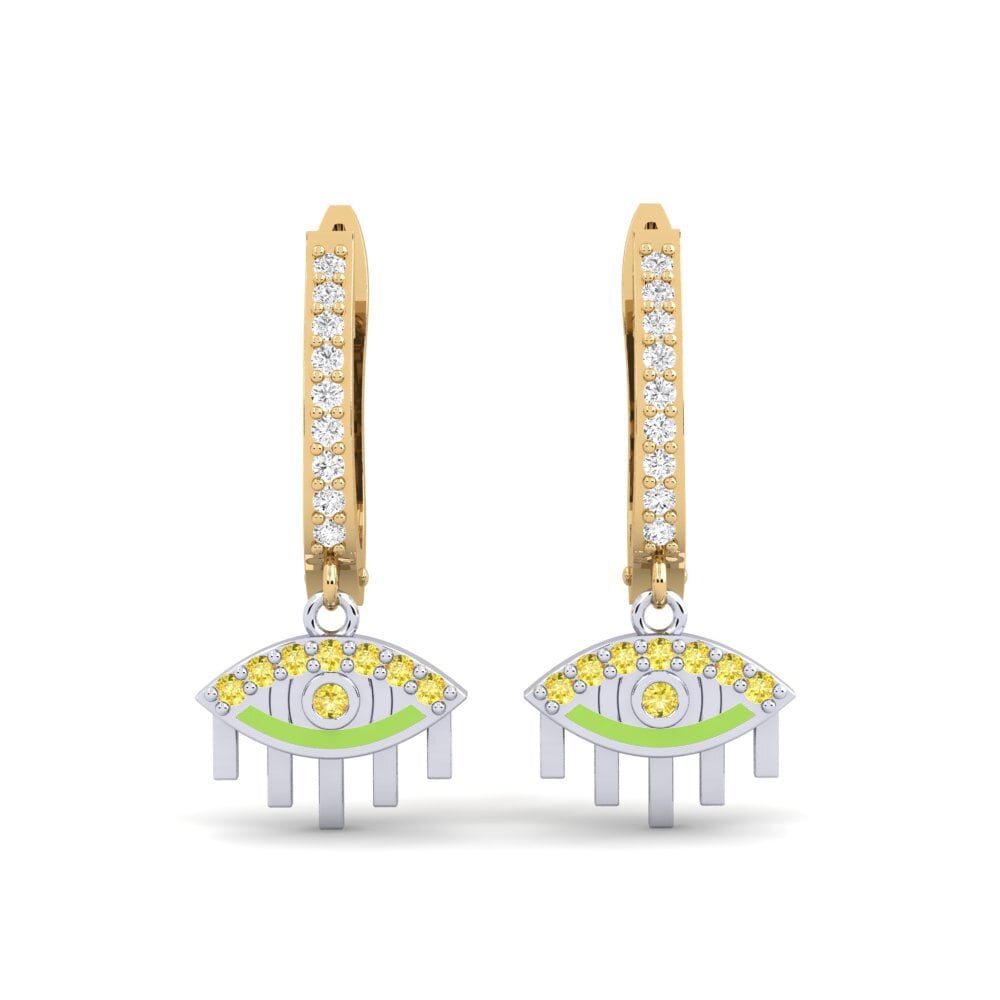 14ct Yellow / White Gold Yellow Sapphire Women's Earring Videre