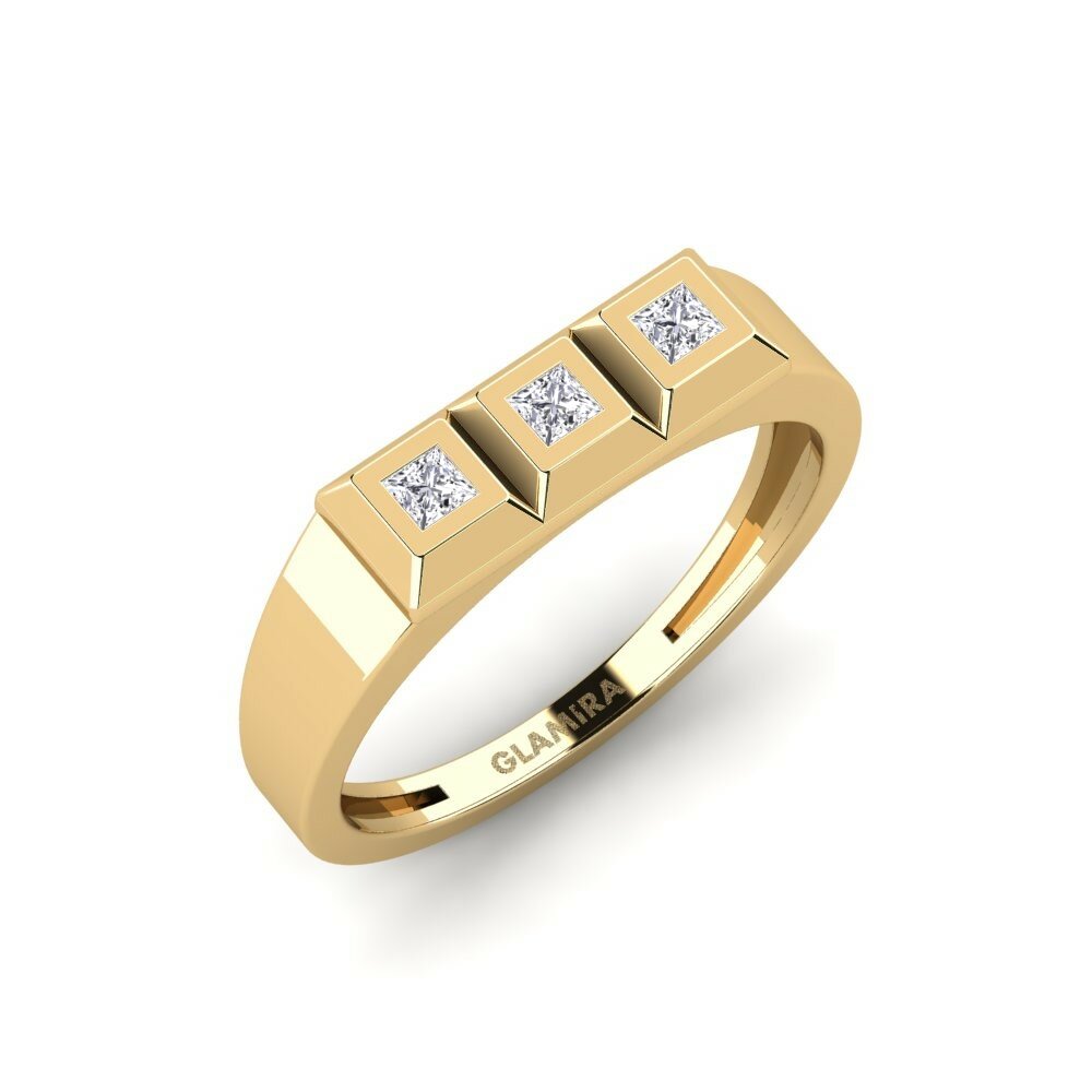 Or Jaune 18k Diamant De Synthèse Bague Vierhoekig
