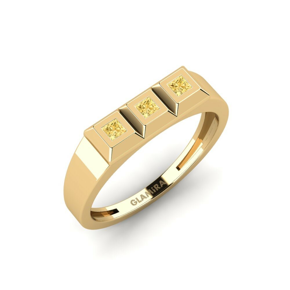 Or Jaune 18k Diamant Jaune Bague Vierhoekig