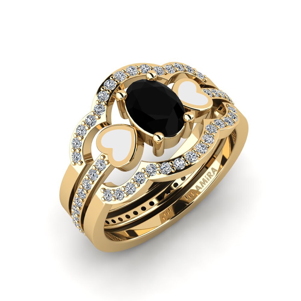 Diamante Negro Anillo Vigetea - SET