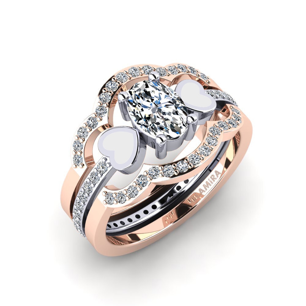 18k Oro Rosa & Blanco Anillo Vigetea - SET