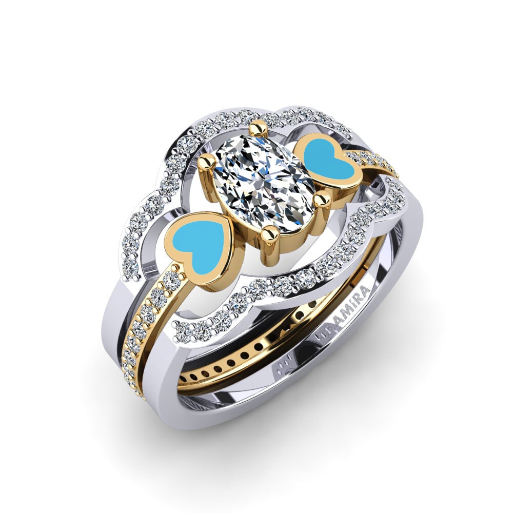 9k Oro Blanco & Amarillo Anillo Vigetea - SET