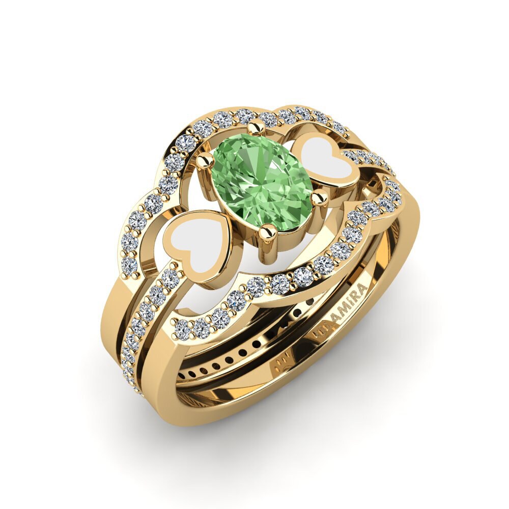Diamante Verde Anillo Vigetea - SET
