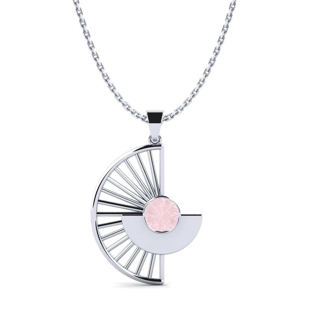 Plata 925 Cuarzo rosa Colgante de Mujer Vija