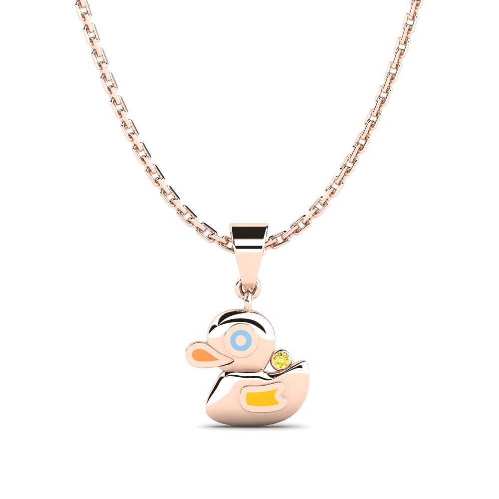 14k Oro Rosa Zafiro amarillo Colgante para Niño Vilis