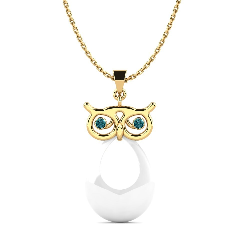 9ct Yellow Gold Blue Diamond Women's Pendant Villatoro