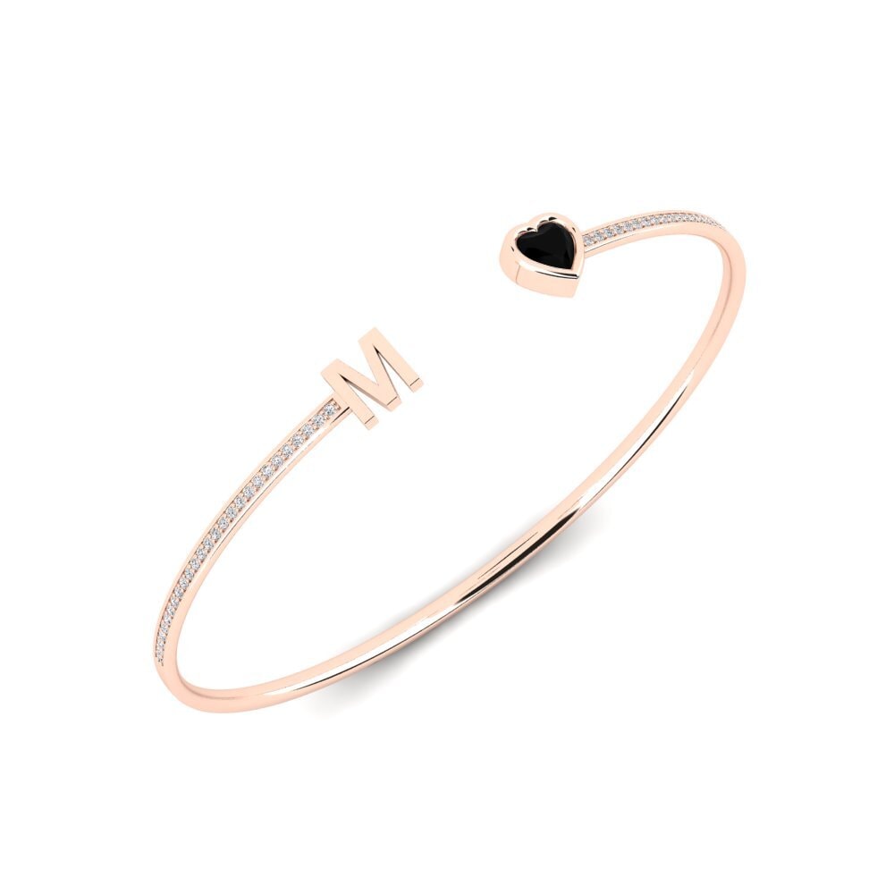 14ct Rose Gold Black Sapphire Women's Bracelet Vingtaine - M