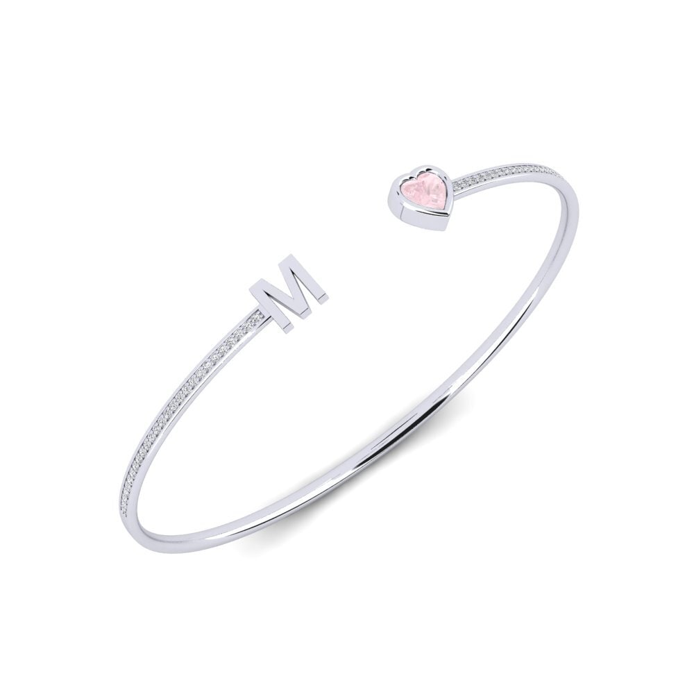 White Silver Rose Quartz Women's Bracelet Vingtaine - M