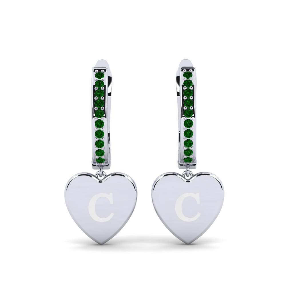 Pendientes Circonita Verde Inıcıal y Nombre