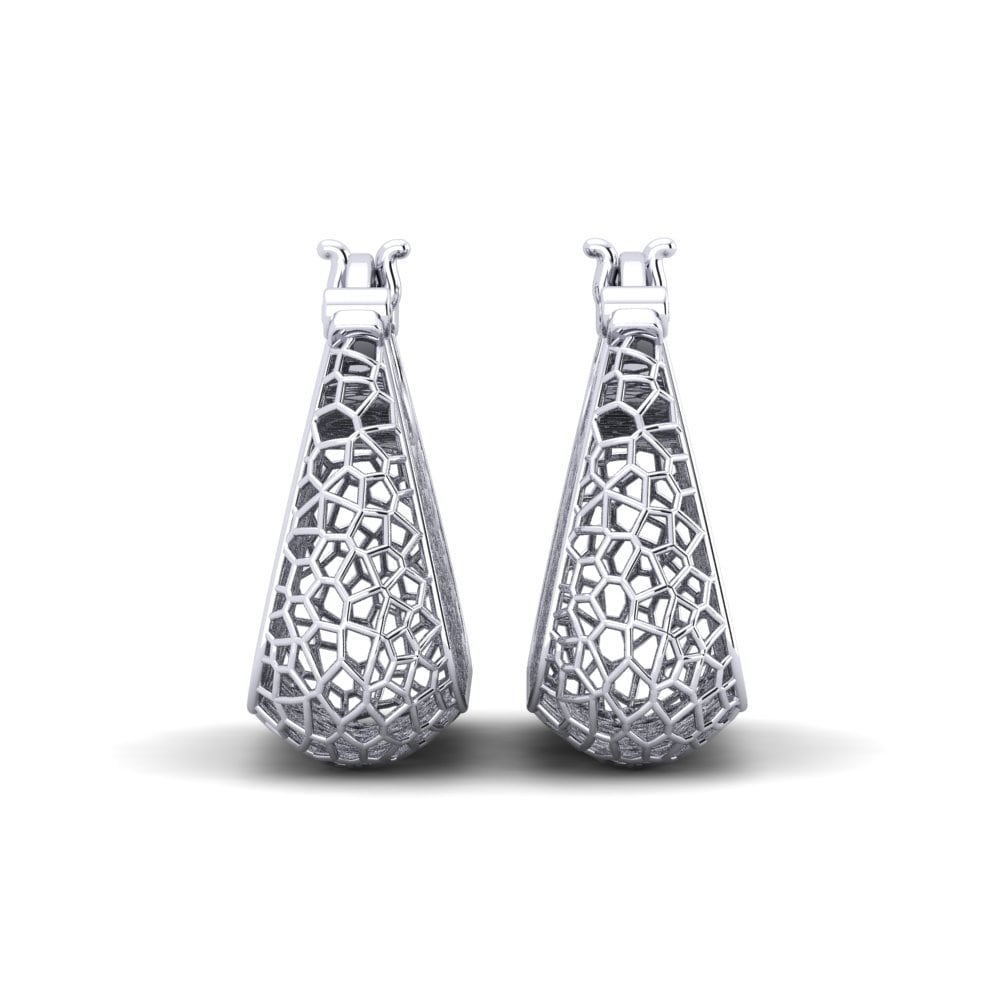 14k Oro Blanco Pendientes Violemment