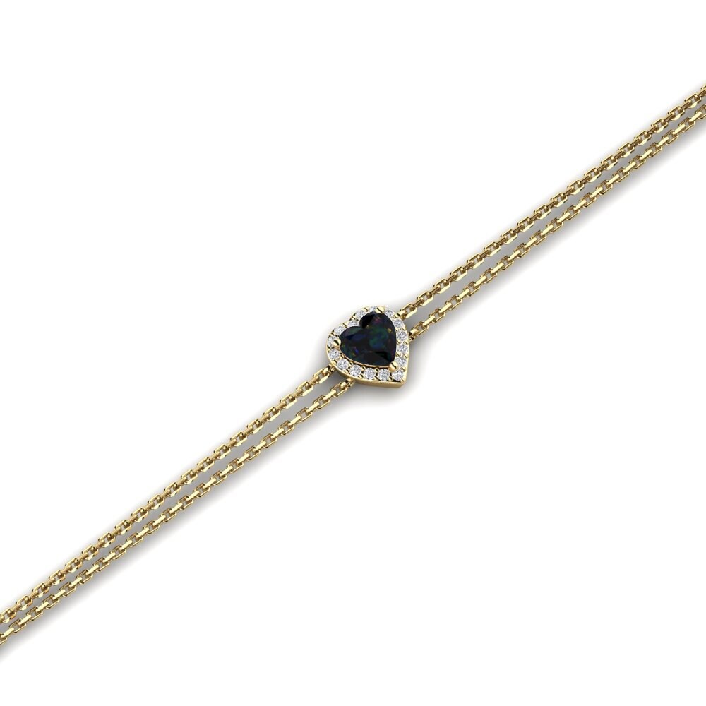 14ct Yellow Gold Black Opal Women's Bracelet Violette