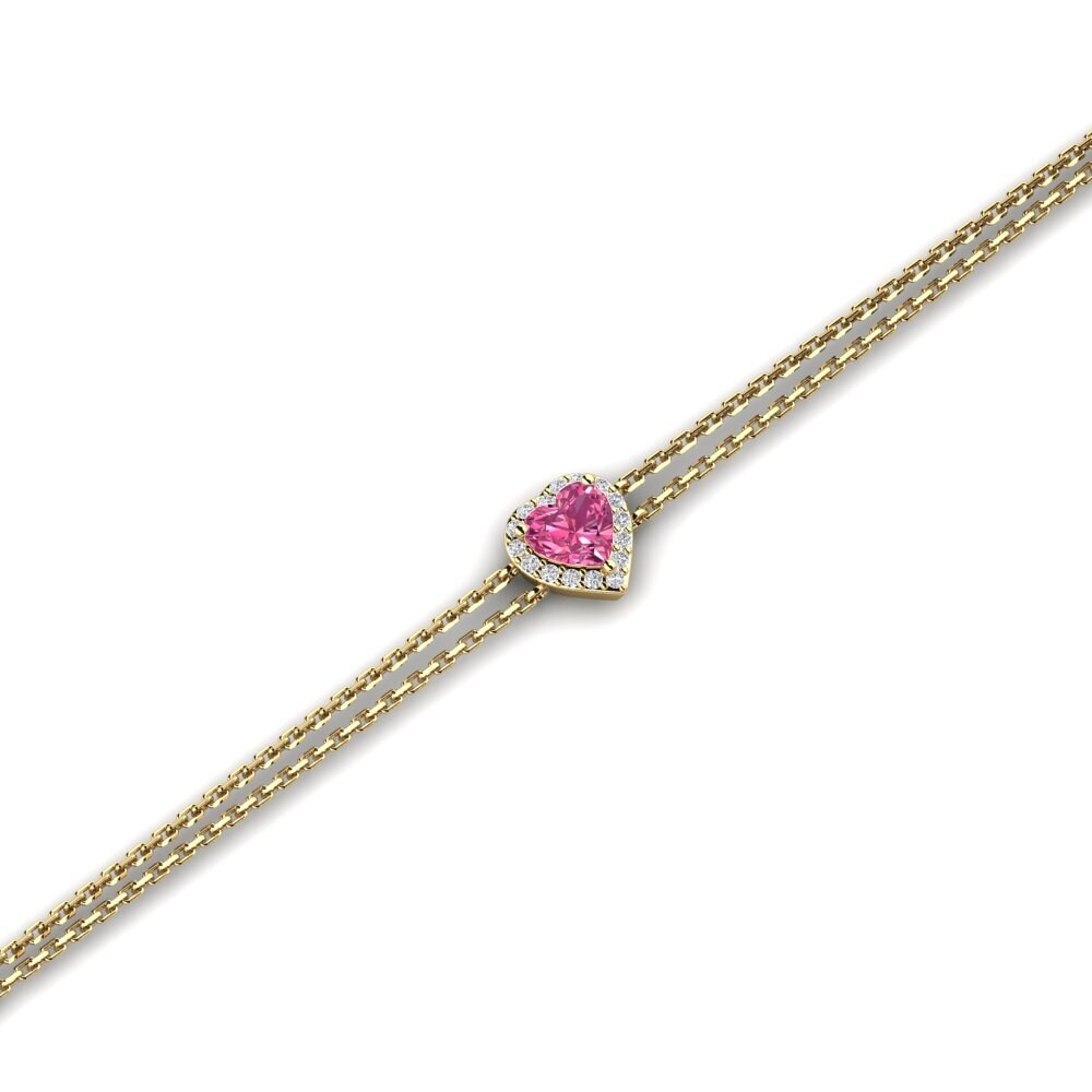 14ct Yellow Gold Pink Tourmaline Women's Bracelet Violette