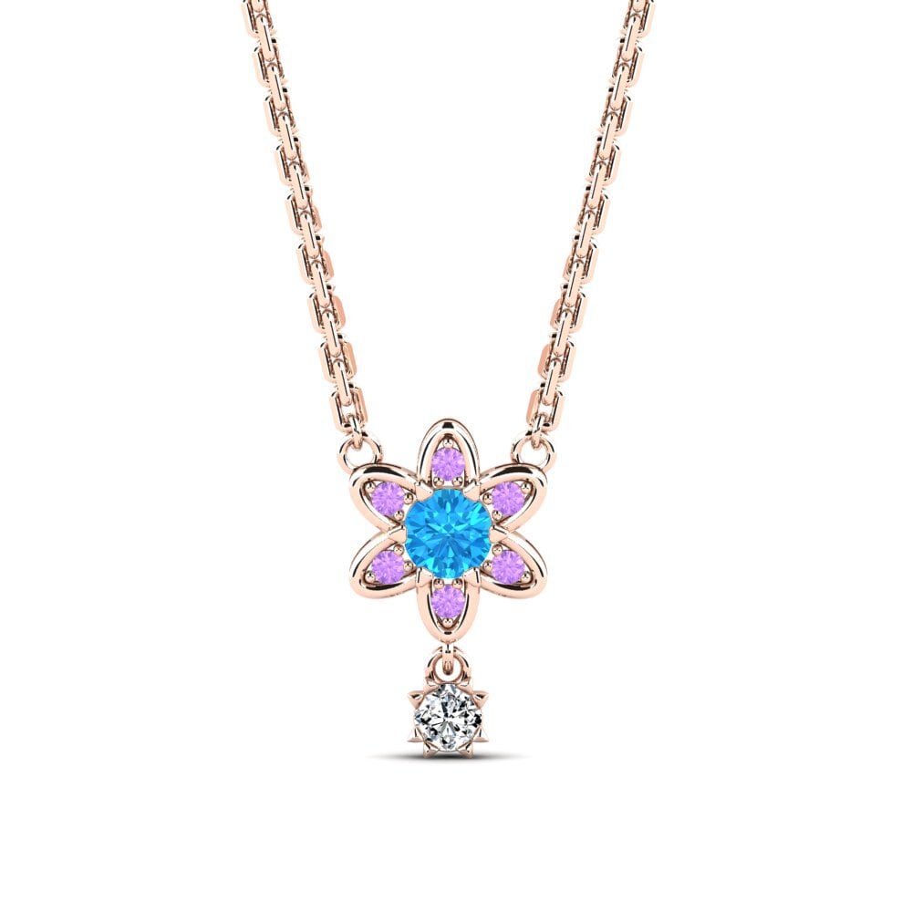 Round Blue Topaz Women's Necklace Virago