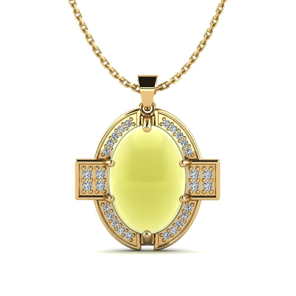 9k Oro Amarillo Topacio Limón Cabujón Colgante de Mujer Virdisa